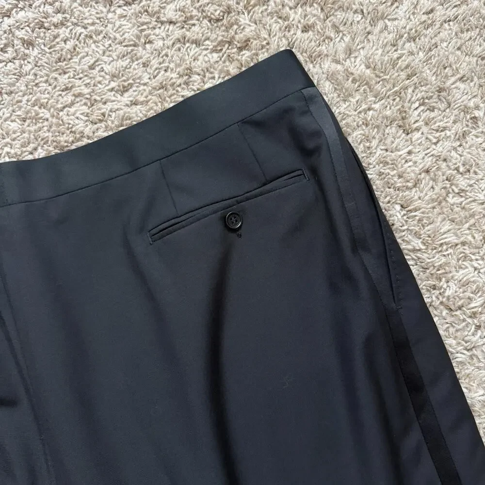 Canali Made In Italy Wool Mohair Travel Suit Black Men’s Size 48L Pants 42x33